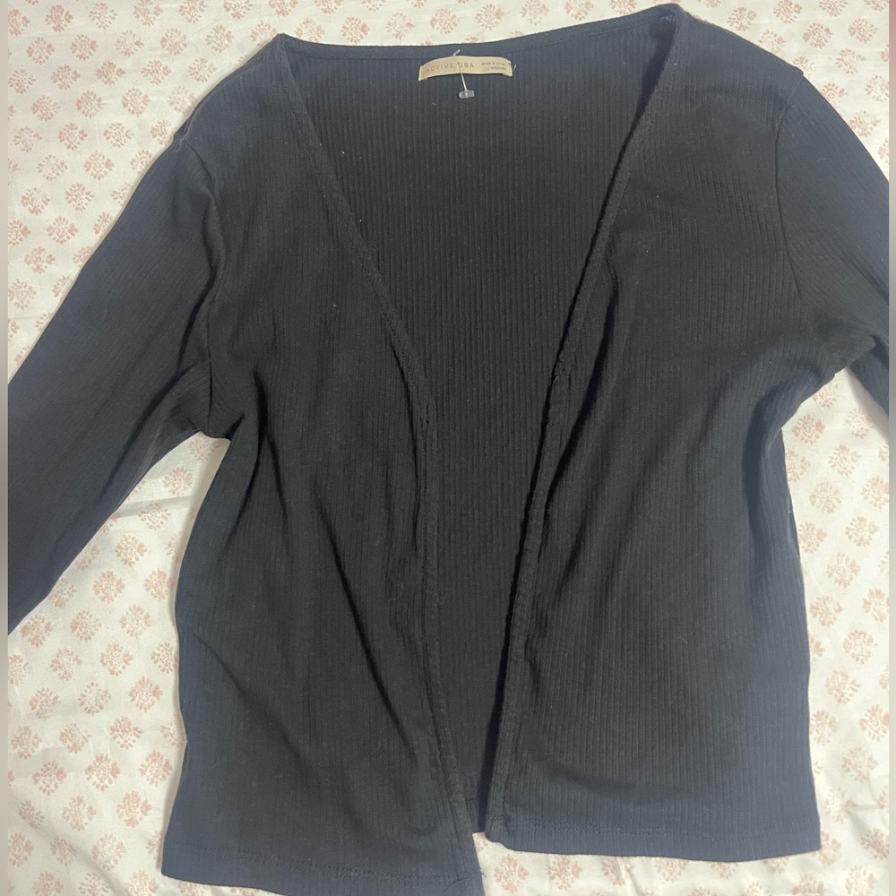 active usa black cardigan